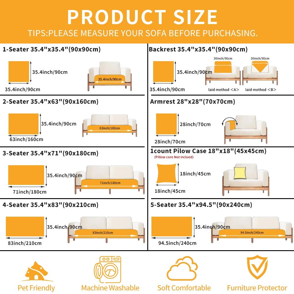 Modern Soft Plush Sofa Cover, Couch Slipcover, 1-Count Non-Slip Comfortable Sofa Cushion Cover and Pillowcase without Filler, Sofa Protector for Home Living Room, Bedroom and Hotel