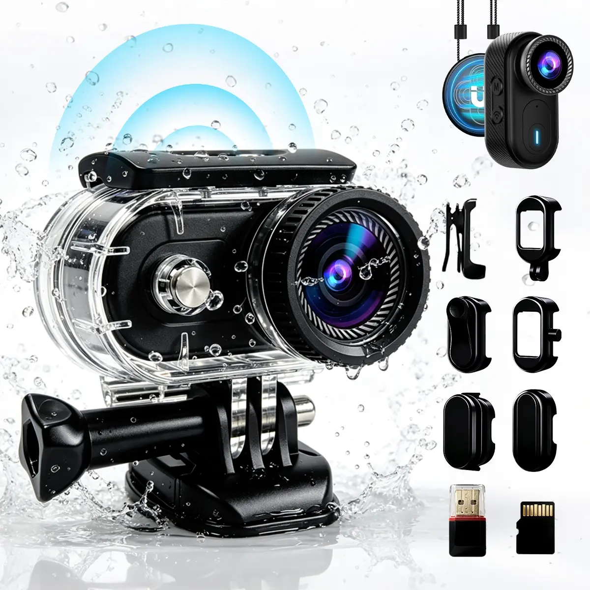 Mini Thumb Action Camera, 4K Wearable Body Cam with WiFi Instant Sharing & IP65 Waterproof, POV Video Recorder with 140° Wide Angle & Magnetic Bracket, Portable Sports DV for Cycling, Vlog & First Person Footage