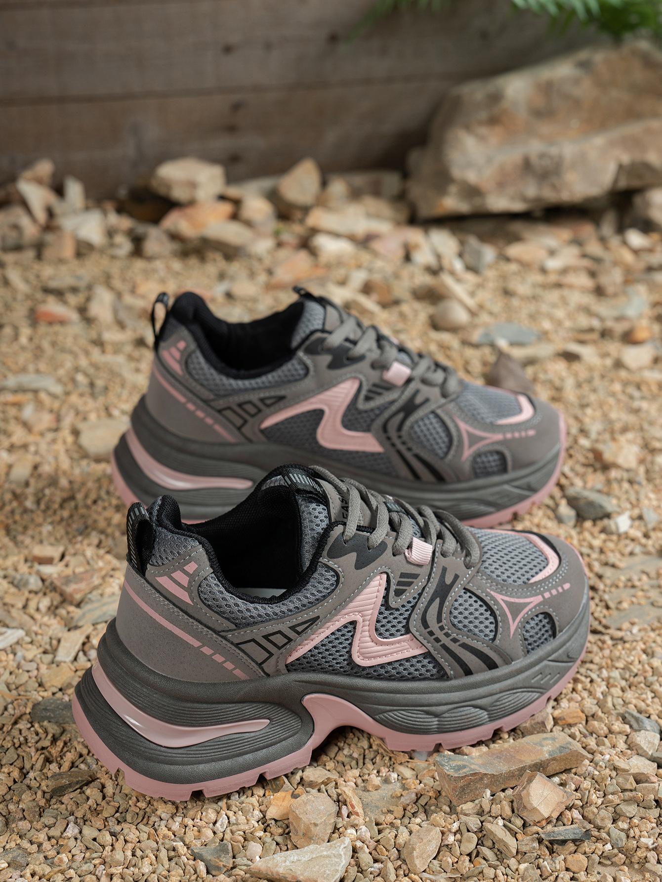 New Women's Chunky Sole Sports Shoes, Casual Dad Sneakers, Lace Up Sneakers, Athletic Shoes, Women's Fashionable Comfortable Breathable Shoes for All Seasons