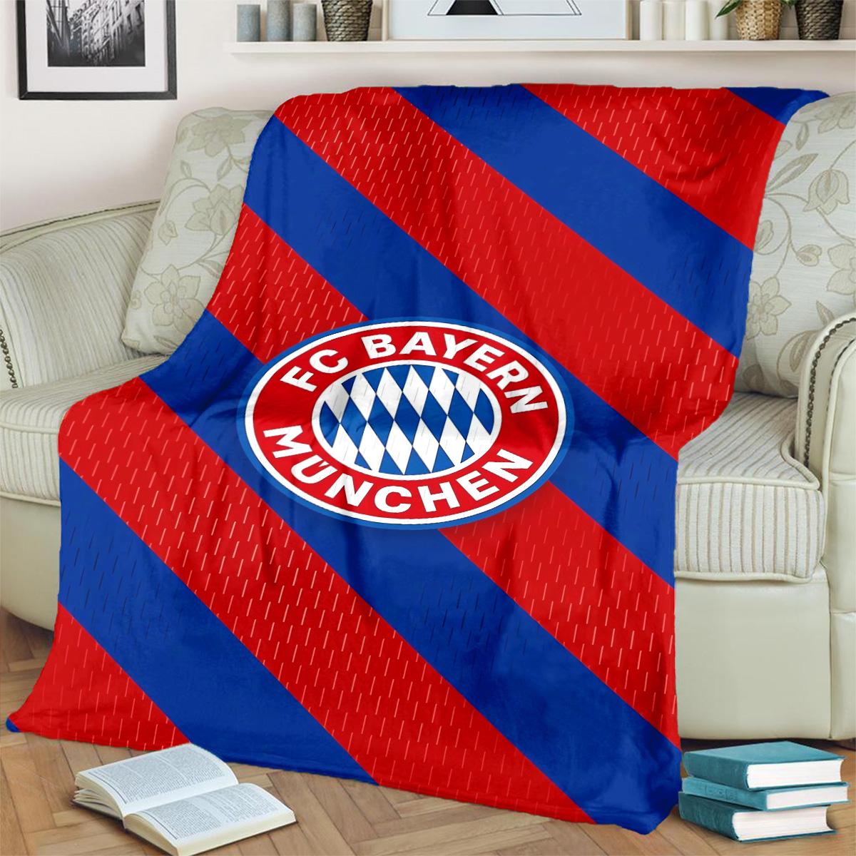 FC Bayern Munich Printed Cute Cartoon Plush Blanket Suitable for All Seasons, Soft and Comfortable Sofa Mattress Office Outdoor Blanket Camping Travel Home Blanket Black Friday Christmas Gift C1699