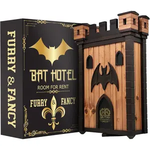 Furry & Fancy Bat Houses for Outdoors – Gothic Bathouse for Outdoors Hanging – Large 2-Chamber Bat Cave for Up to 80 Bats – Handmade Wooden Castle Bat House for Outside – Easy Installation