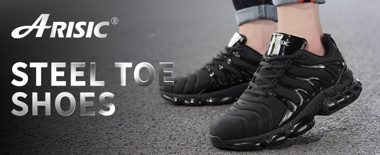 Steel Toe Shoes Men Lightweight Comfortable Work Shoes Slip On Safety Shoes Walking Sneakers Puncture Proof Loafers Outdoorfun