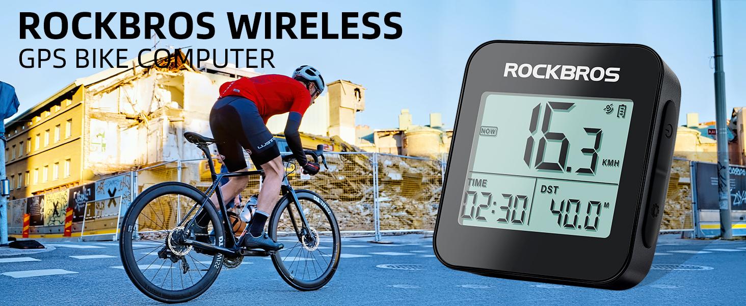 ROCKBROS GPS Bike Computer Accurate Wireless Speedometer with Backlight