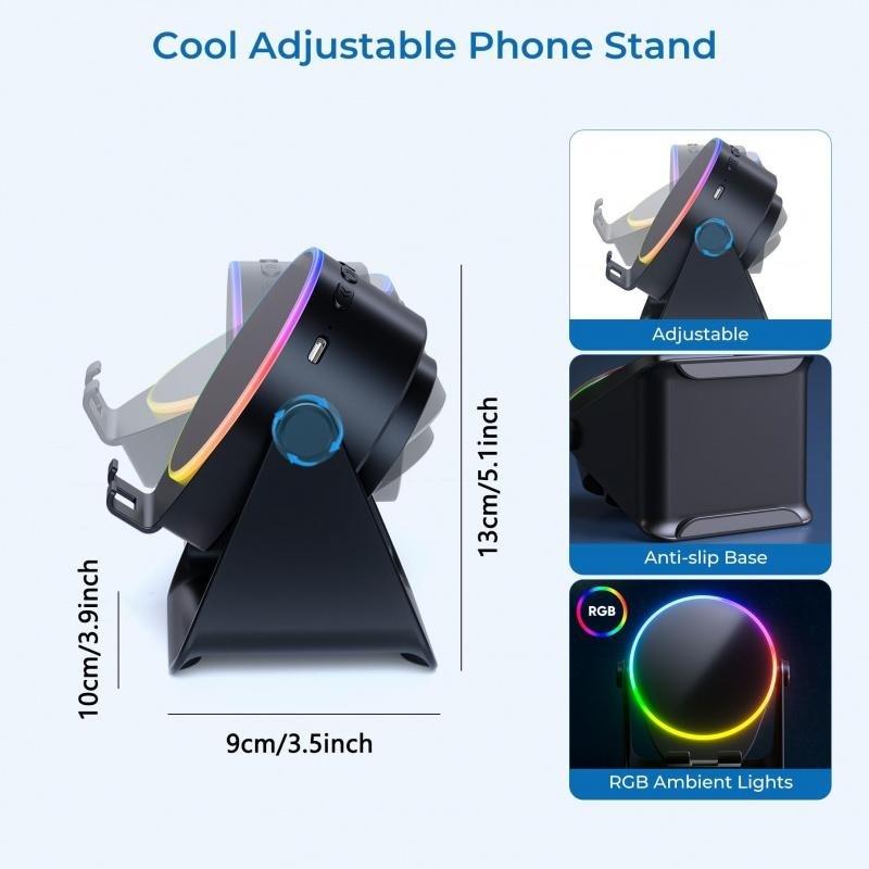 4-In-1 Wireless Bluetooth-compatible Speaker with LED, 360° Rotating Stand, Portable Desktop Holder, Ideal for Home, Shower, Outdoor, Travel Gifts