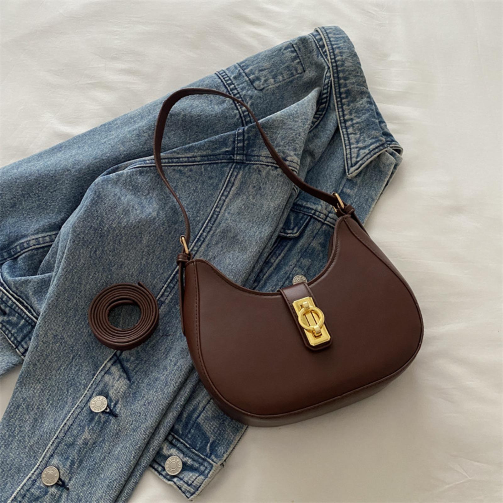 Trendy Crescent Shoulder Bag for Women, Chic Underarm Crossbody Purse, Minimalist Everyday Handbag, Stylish Small Crescent Bag, Versatile Commuter Bag for Work & Casual Use