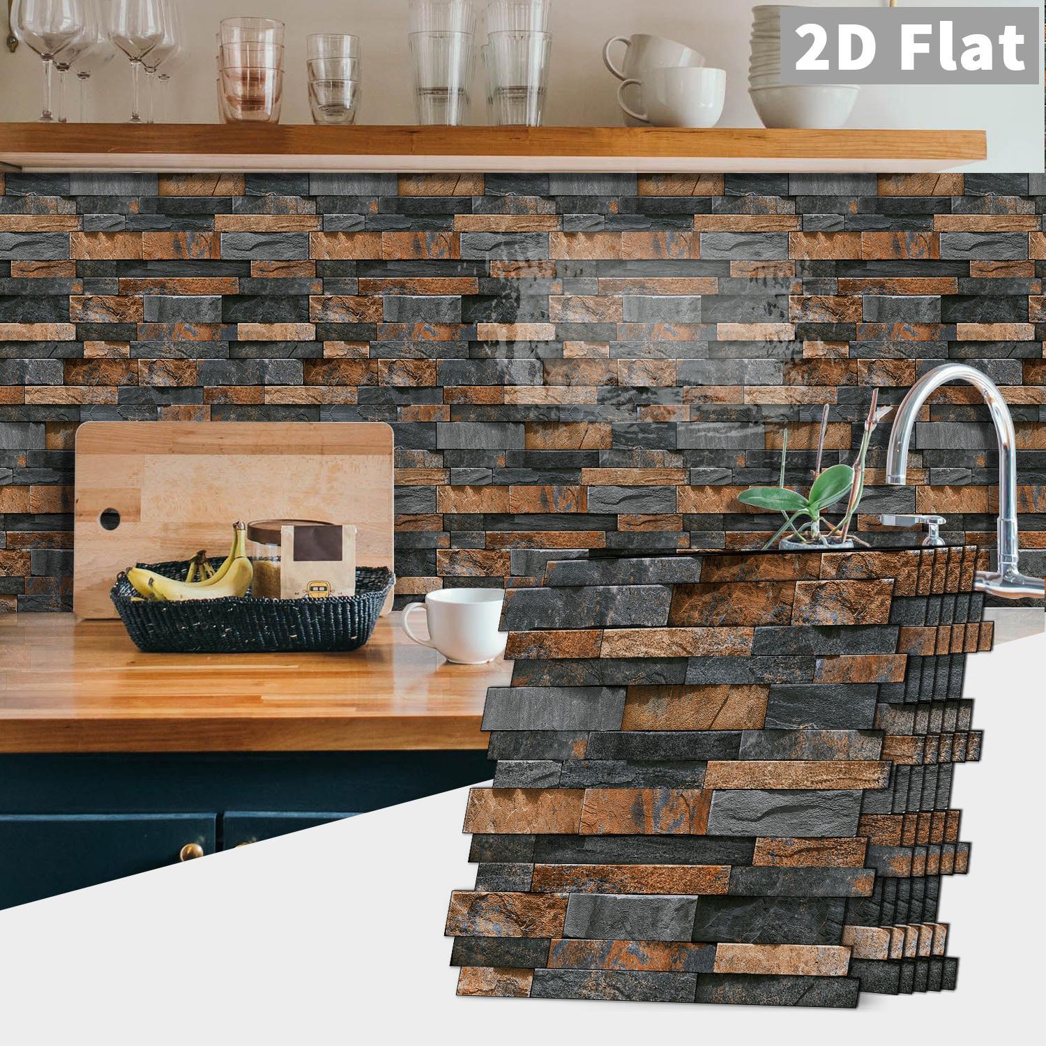 8/16pcs Brick Pattern Marble Backsplash Peel & Stick Wallpaper - Waterproof, Oil-Resistant,Ideal Choice For Kitchen And Bathroom Splash Proof Panels Peel And Stick Wallpaper Designs