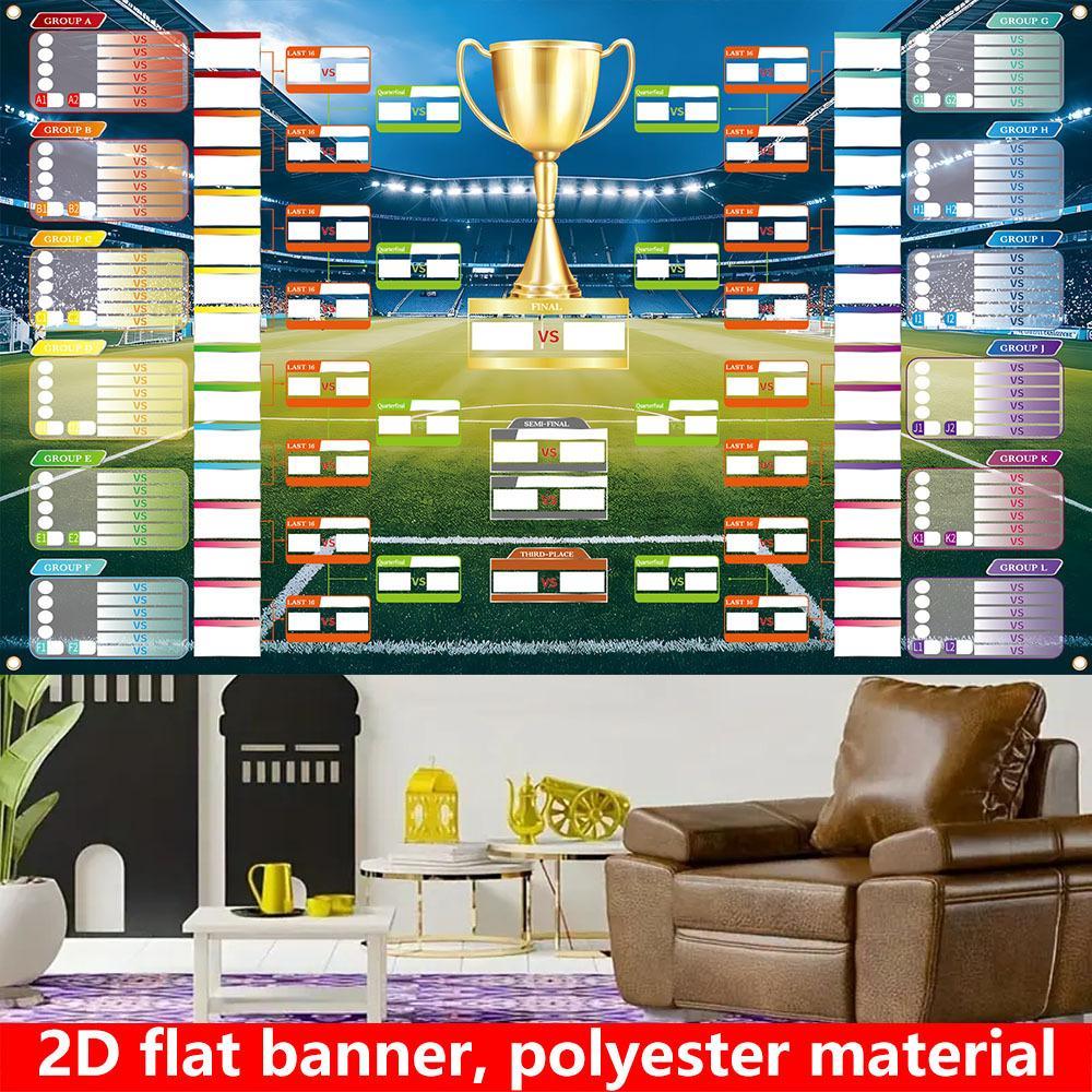 2D Flat Polyester Photography Backdrop Banner, HD Digitally Printed Football Tournament Bracket Design Cloth, Soft Lightweight Foldable Machine Washable Photo Booth Prop for Soccer Game Day Celebrations, Banners, Party Decorations Banners, Backdrop Decora