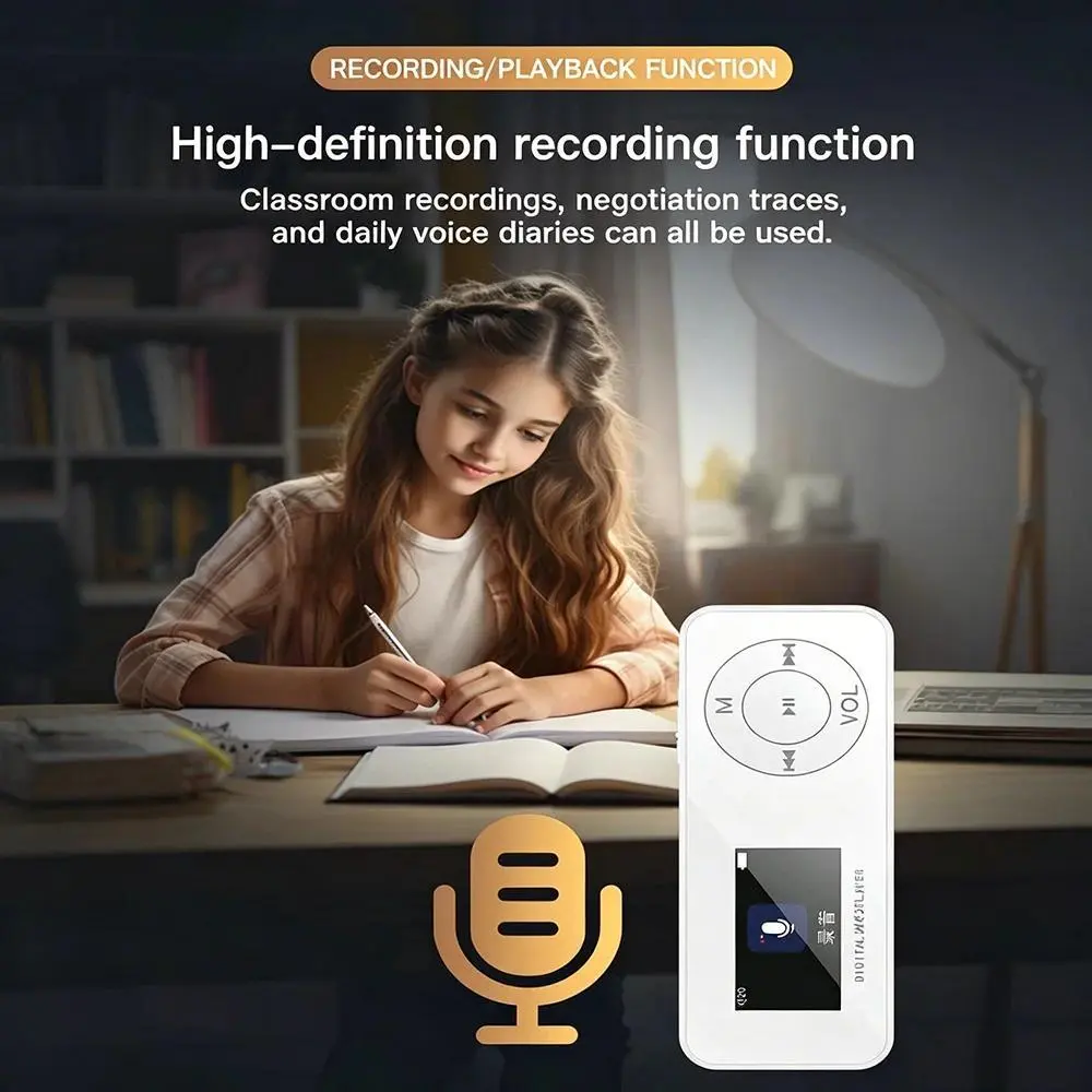 MP3 Player with Screen Bluetooth 5.3 Student Walkman Portable HiFi Music Player Built in Speaker FM Radio E-Book Audio Card Mp4 Compact