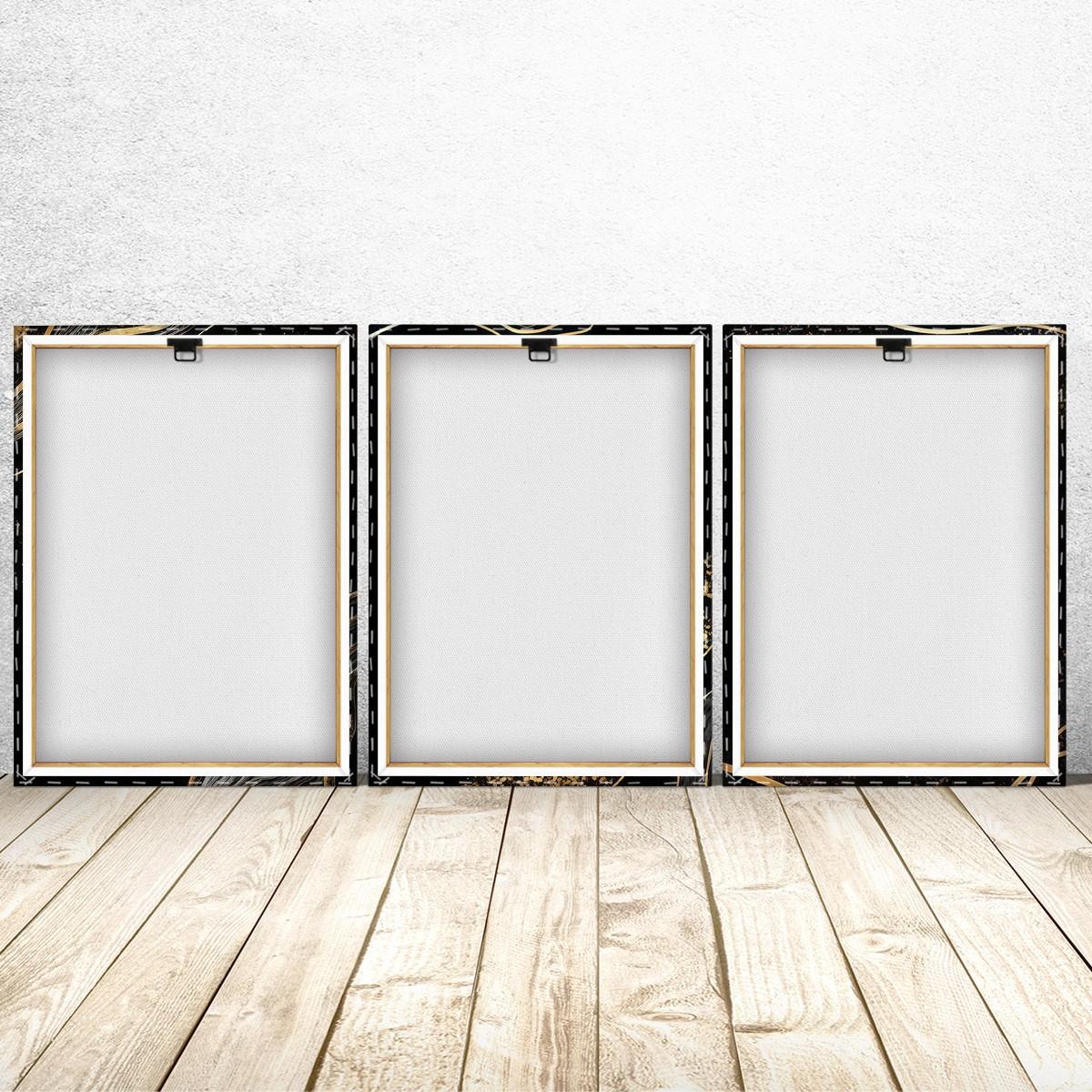 2D flat Wall decor framed 3-Piece Wooden Framed Black Gold Texture Canvas Wall Art, Inspirational Modern Wall Decor, Fashionable Home Poster for Living Room, Bedroom & Office