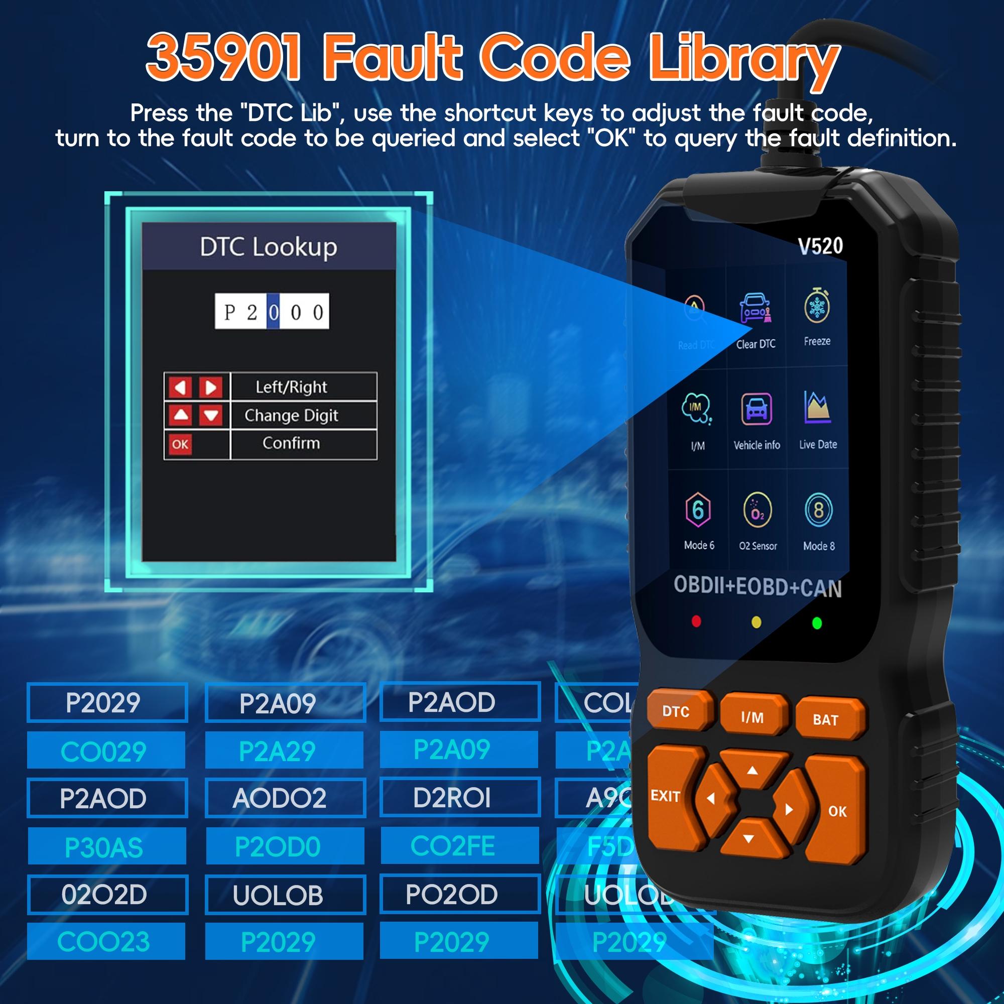 Professional Obd2 Scanner, Obdii Diagnostic Code Reader Tool, Engine Light Check, Read/clear Codes, Voltage Test, Auto Diagnostics for Cars Since 1996, Automotive Scan Tool