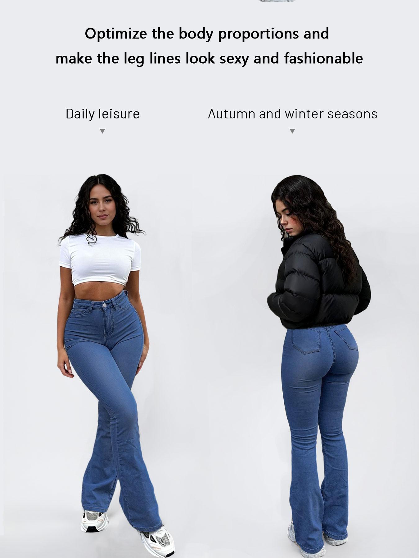 GILIPUR Women's American-Style High-Waisted Stretch Micro-Flare Jeans – Slim-Fit, Butt-Enhancing, and Leg-Slimming Retro Flare Trousers (Chic Casual Style)
