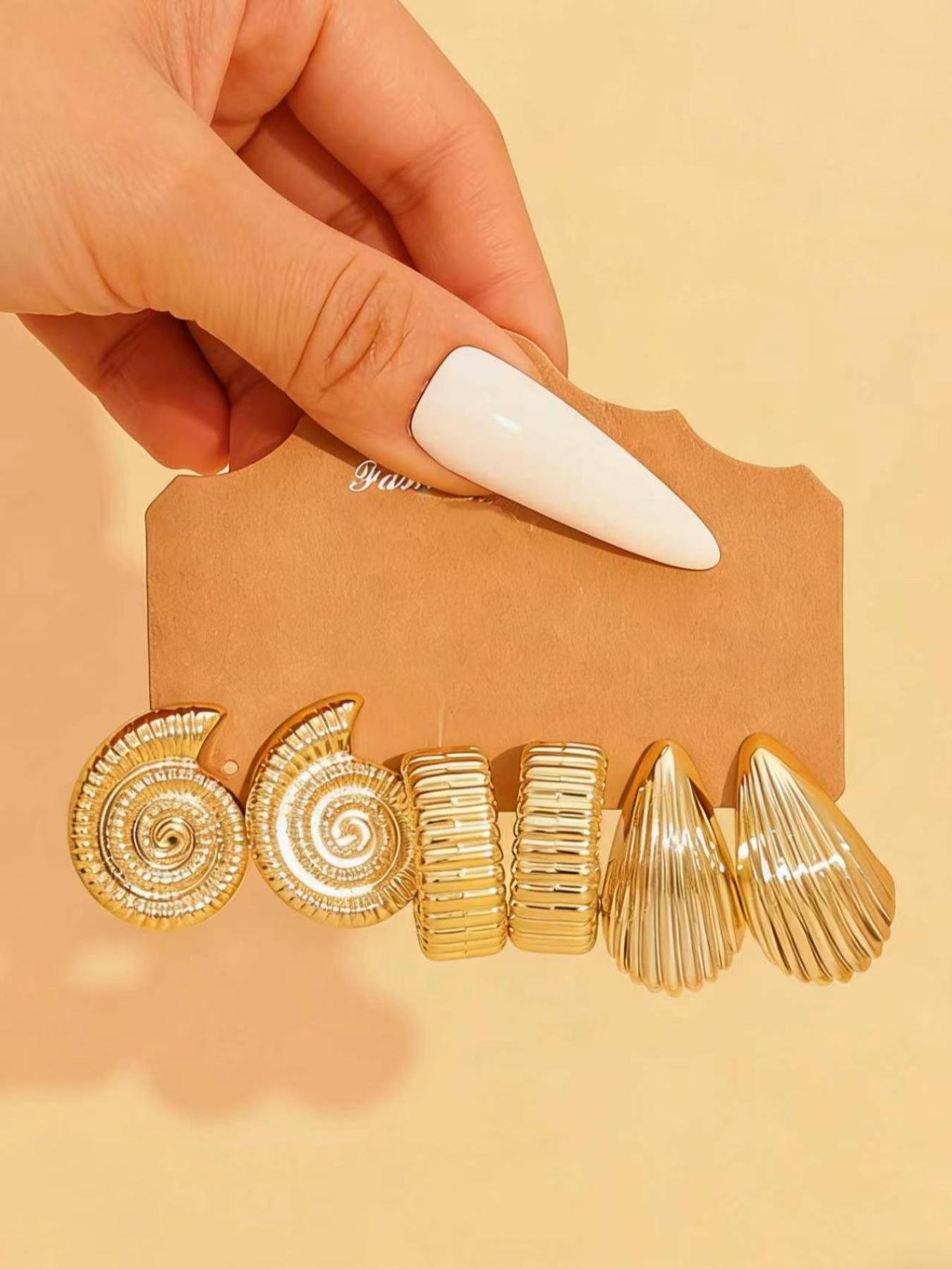 Fashion Earrings Set, Elegant Geometric Shapes, Shell & Conch Earrings, Perfect for Daily Wear, Parties, Vacations