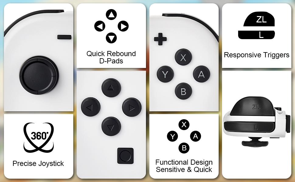 2026 Replacement Controllers for Switch Left & Right Wireless Joycon Compatible with Switch OLED / Lite 6-Axis Gyro Wake-up Vibration Durable Game Console Button Joystick Plug Blue Red