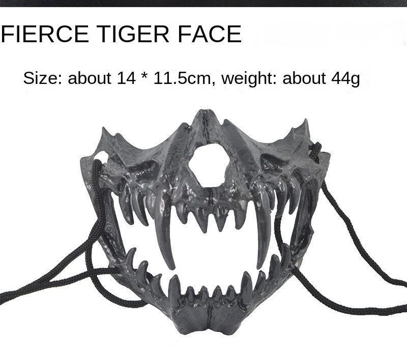 Halloween Mask Half-face Mask Cos Dragon God Fierce Tiger Night Fork Tengu Man Wolf Mask Performance Skull Masks