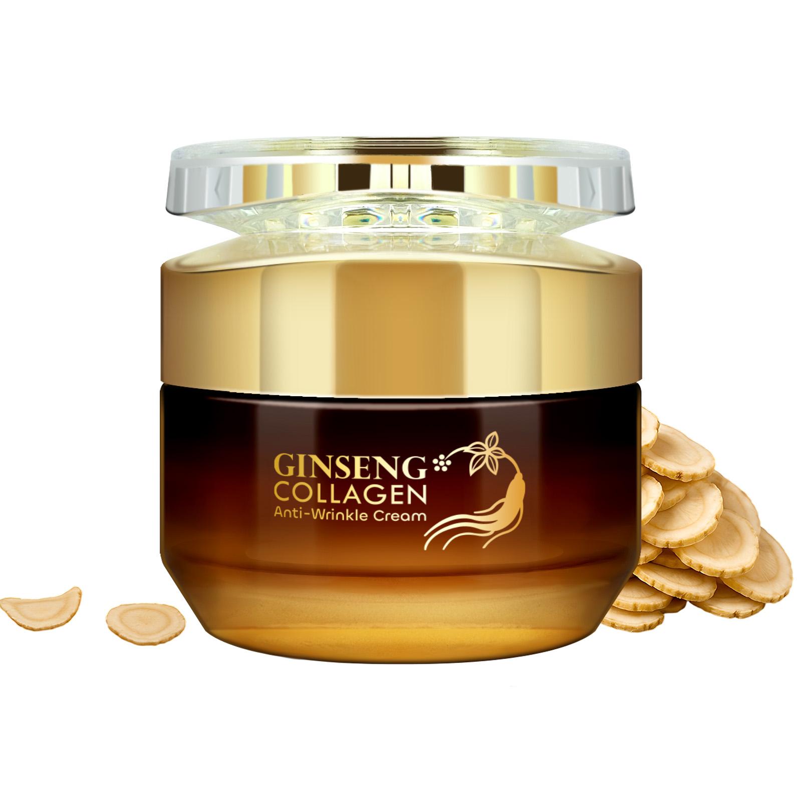 50g Ginseng Collagen Anti-Wrinkle Face Cream, Niacinamide, Shea Butter, Hyaluronic Acid, Moisturizing, Brightening, Hypoallergenic, All Skin Types