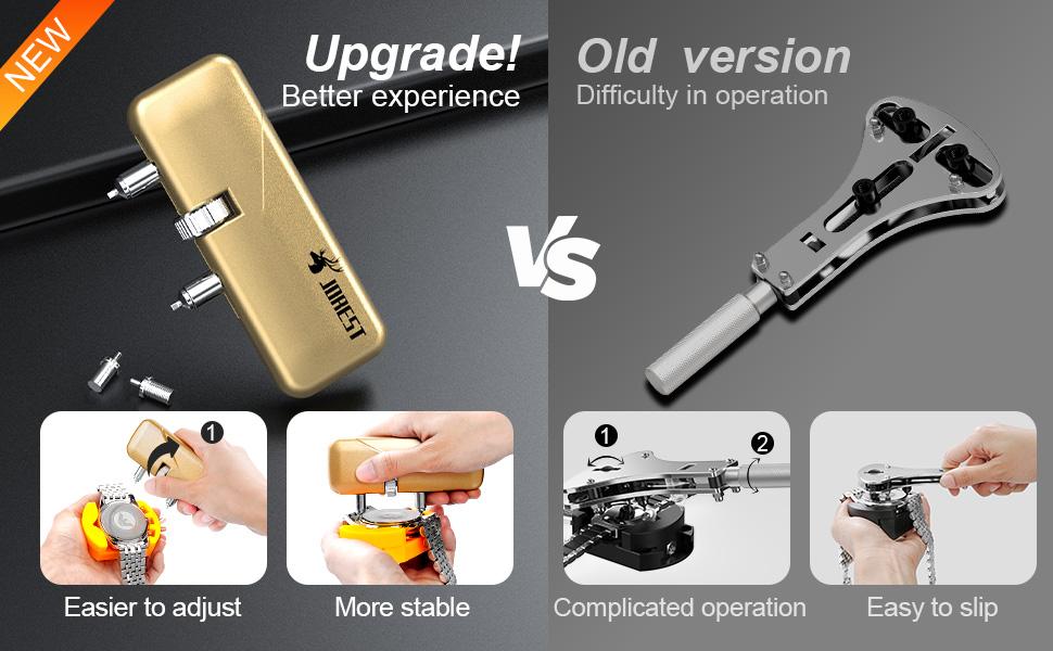 JOREST Watch Repair Tool Kit, Battery Replacement & Strap Adjustment, Wrench Opening Back Cover, Case Opener, Link Remover, Bracelet Resizing, Band Pin Removal, Screwdriver, Spring Bar
