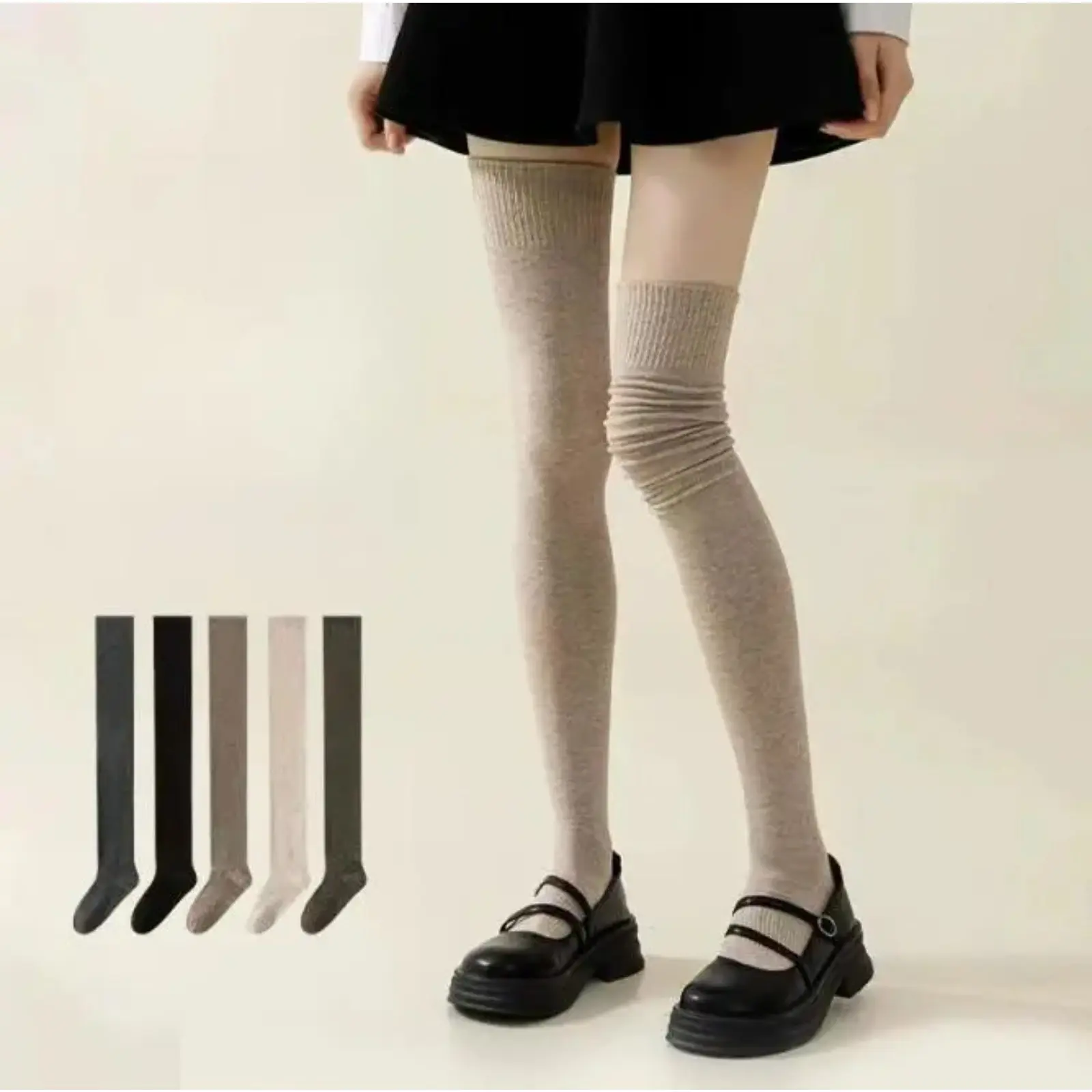 Women's 6-Pair Cotton Thigh-High Thermal Socks - Long Length, Non-Slip Micro-Compression, Warm Over-the-Knee, Versatile for Casual Wear (Fall Winter Essential)