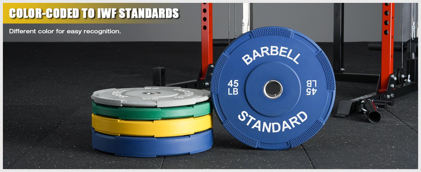 MIKOLO Olympic Weight Plates, Color Coded Bumper Plates, Weight Set of Barbell Weights, Rubber Plates Weights for Weight LiftingMIKOLO Muscle Training Equipment Glute Workout Equipment