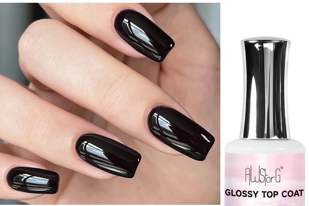 AWStorG 15ML Glass Effect Top Coat Gel, Anti-Scratch Durable Nail Care, High Shine，Long-Lasting Protection for Gel Nails, Suitable for Manicure and Pedicure