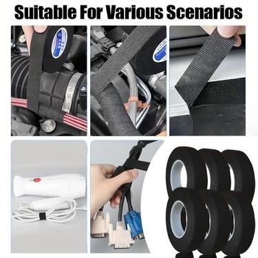 High Temperature Resistant Wire Harness Tape Heat Resistant Tape Self-Adhesive Fabric Tape Adhesive Cloth Tape for Electrical Car Engine Wiring Protection, Noise Damping Cable Fixing