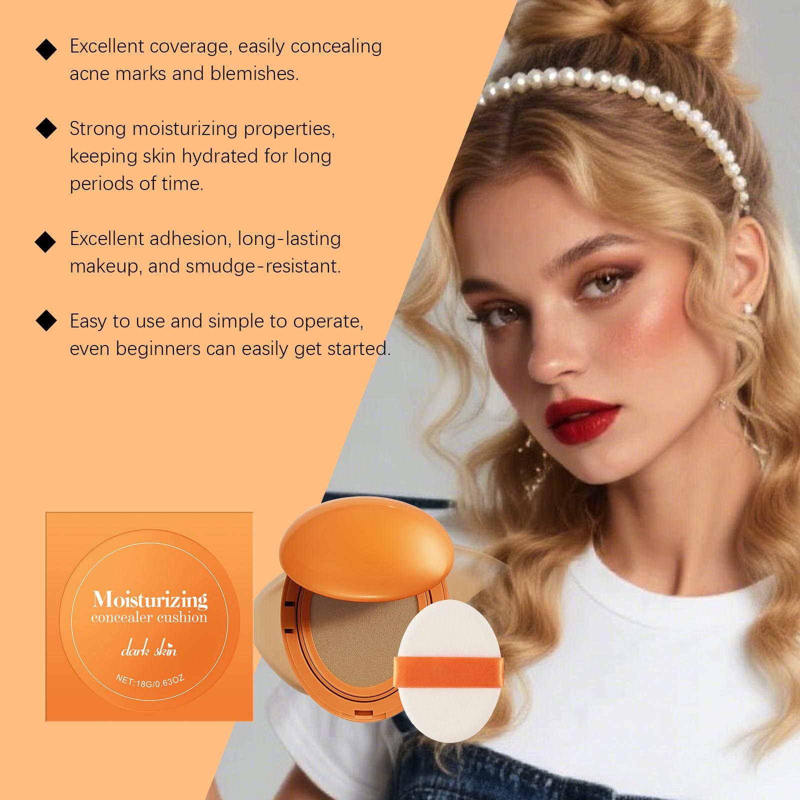 Moisturizing Concealer Cushion (Dark Skin Tone) Light And Transparent Makeup Natural And Smooth Base Makeup Velvet Texture Moisturizing Concealer Cushion