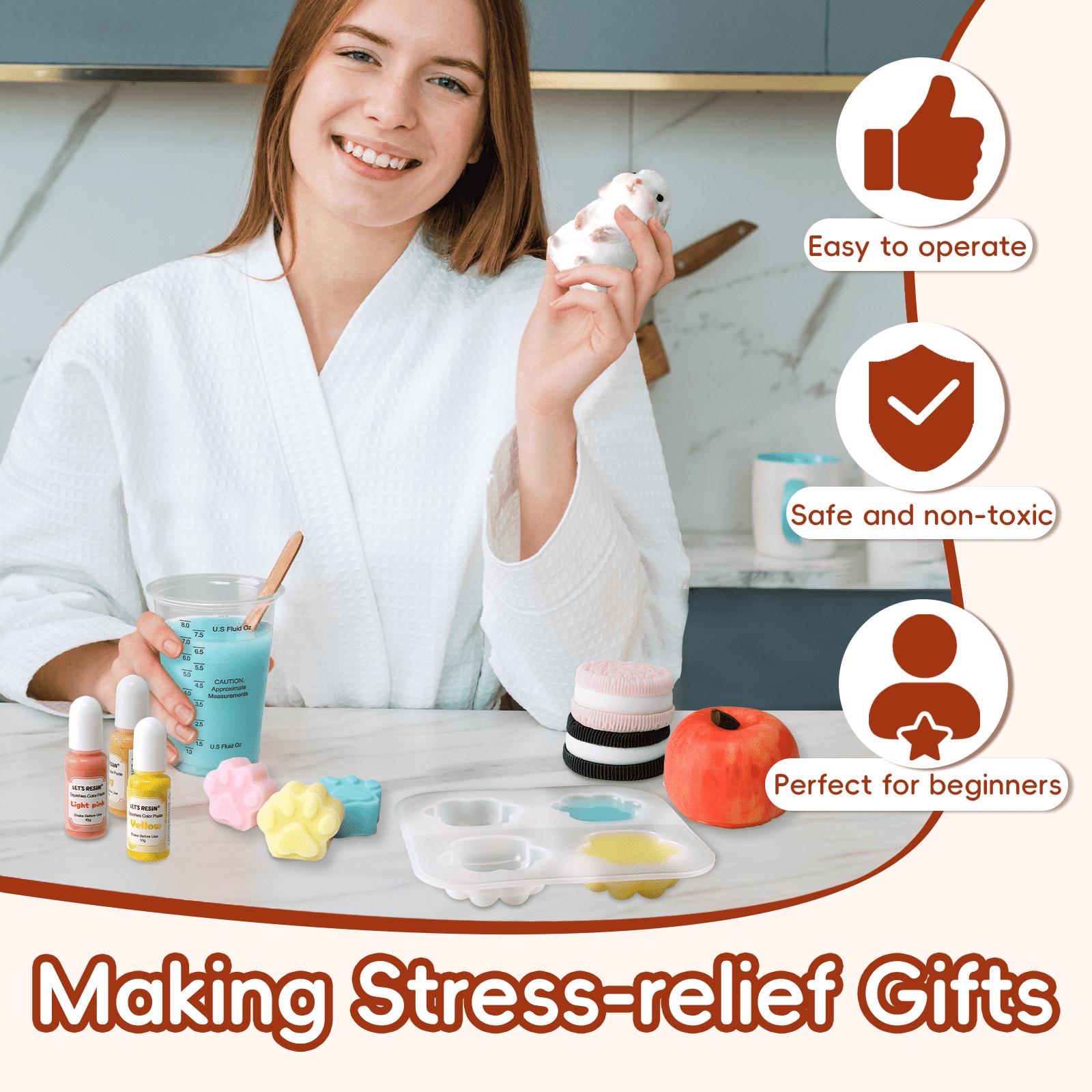 Liquid Silicone Squishy Maker Gel, Super Soft Silicone Rubber Making Kits 1:1 AB Mix Molding Cats/Dogs Paw, Hamster & Dragon Taba Squishy Making All-in-one Kit,DIY Decompression Gift,Silicone Pigment Dye for Taba Squishy, Stress Relief Toys - LET'S RESIN