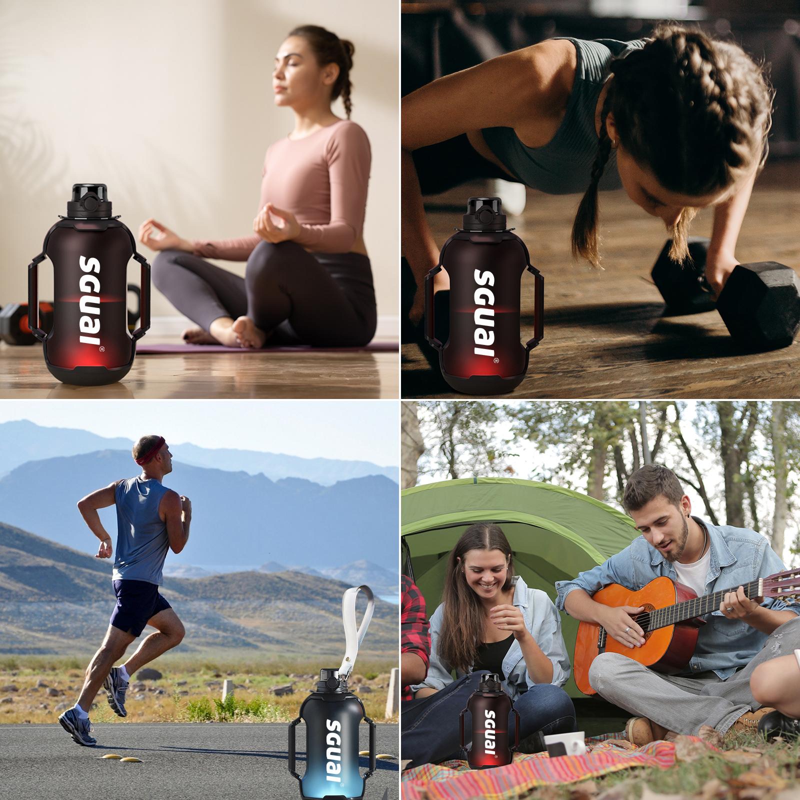 Cool Springtok Sports Water Bottles 44oz with Tritan Finish, Built-in Straw, Unique Smart Water Cup with LED Light, Dual-Handle & App Control - Fun