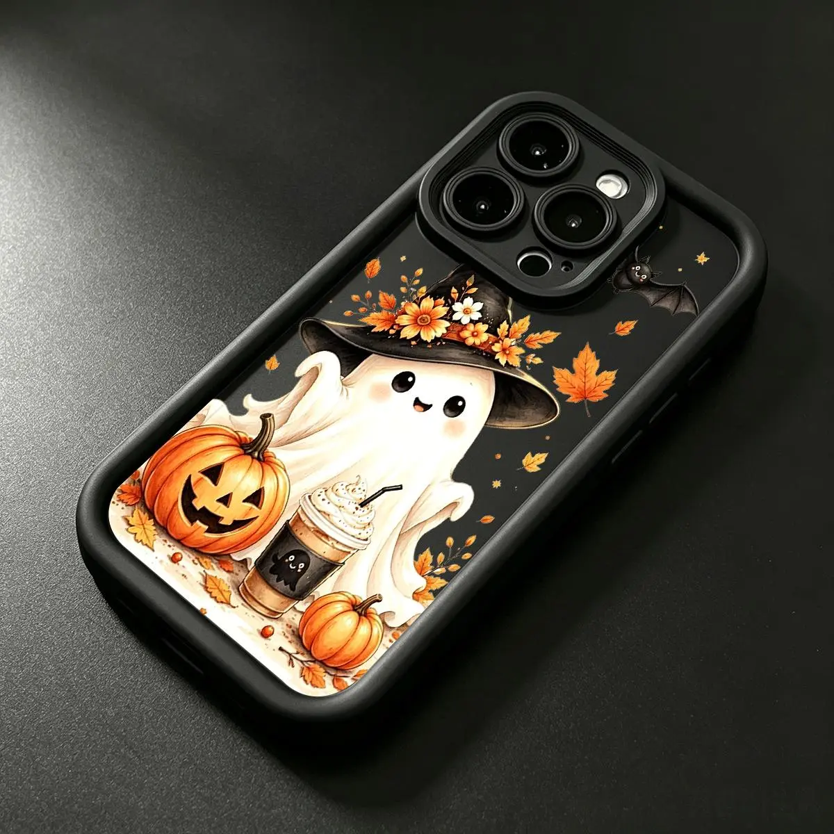 Ghostly Autumn Delight Pattern TPU Phone Case, Ultimate Drop Resistance, Slim Full Coverage Protective Cover for iPhone 11-18 Series (Pro Max, Plus, Mini, Air, E), X, XS, XS Max & Samsung S21-S26 Series (Ultra, Plus)