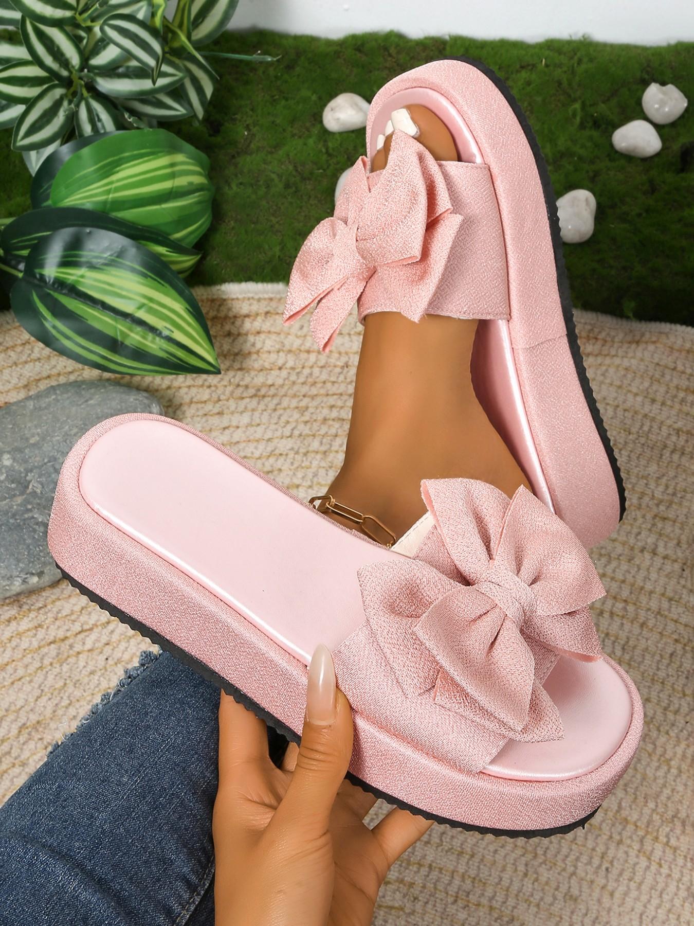 Women's Bow Tie Sandals, Slip-On Flat Shoes, Soft Comfortable Inner Summer Casual Footwear, Elastic Bow Tie Leisure Shoes