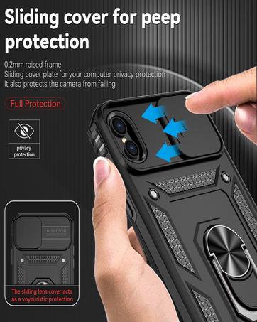 SunStory Compatible with iPhone 17 Case with HD Screen Protector & Slide Camera Cover & Rotated Ring Kickstand, [Military-Grade] iPhone Case (ArmyGreen, for iPhone 17)