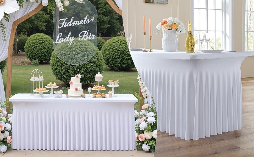 4 Pack Stretch Spandex Rectangle Tablecloths (4/6/8ft) – Washable, Stain Wrinkle Resistant Covers for Weddings, Parties, and Home Use