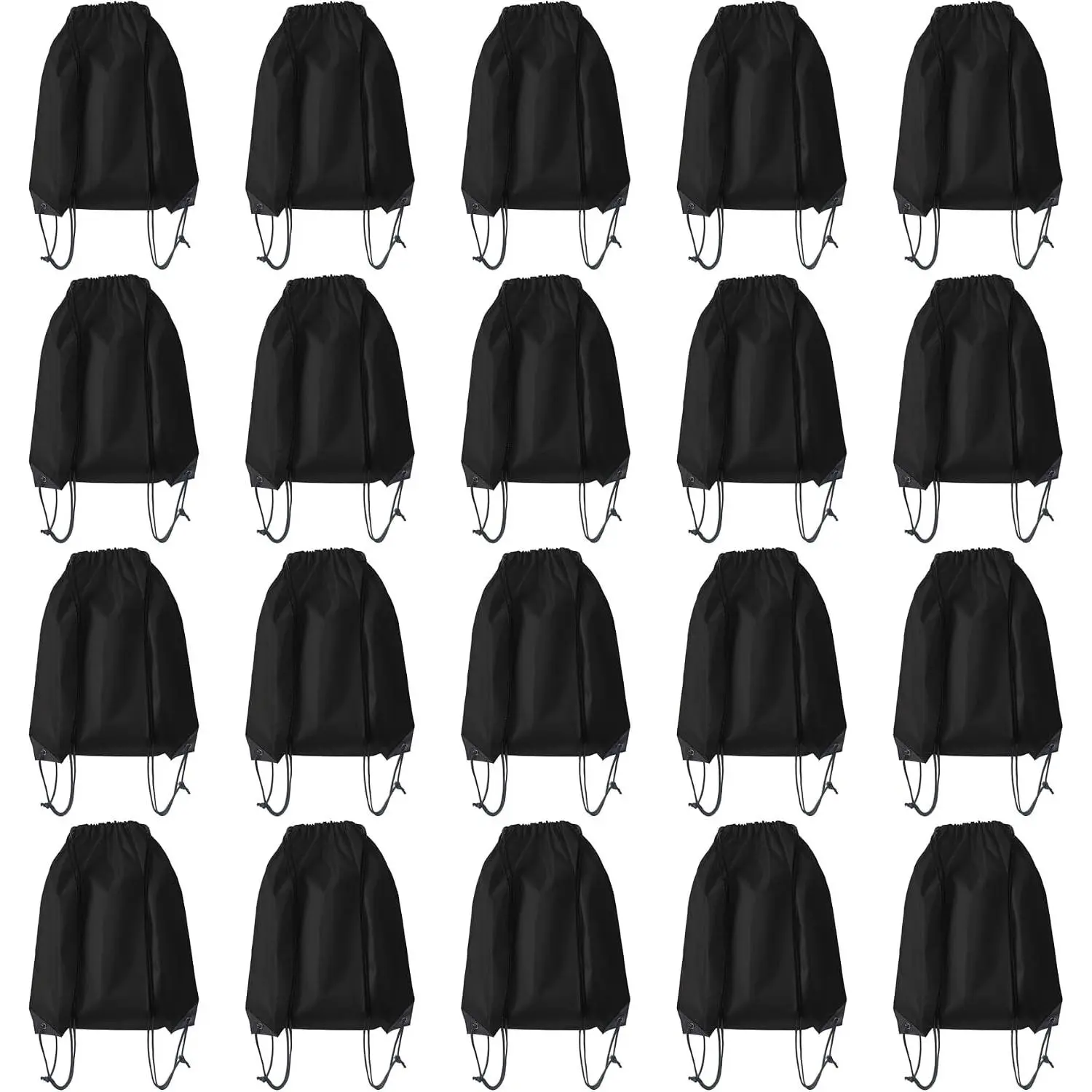 Drawstring Backpack Bulk 20 Pcs Draw String Bags DIY Gym Sports Traveling Yoga Cinch Bag Sackpack Drawstring (Black)