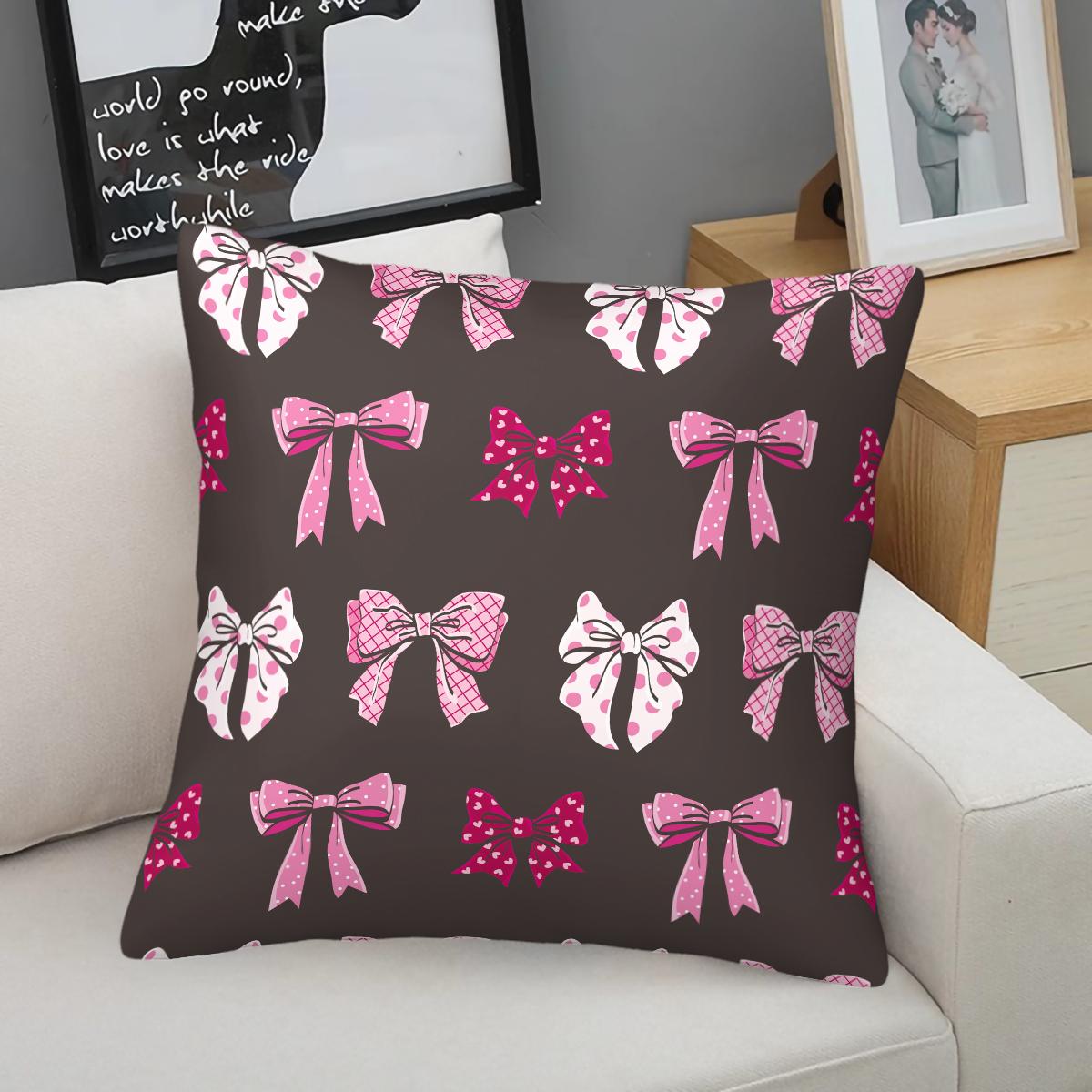 1 Piece Coquette Pink Bow Print Body Pillow, Memory Foam Pillow & Decorative Pillow Option, Cute Y2K Digital Print Throw Pillow with Insert, Soft Square Cushion for Sofa, Bedroom, Dorm, Aesthetic Girly Room Decor