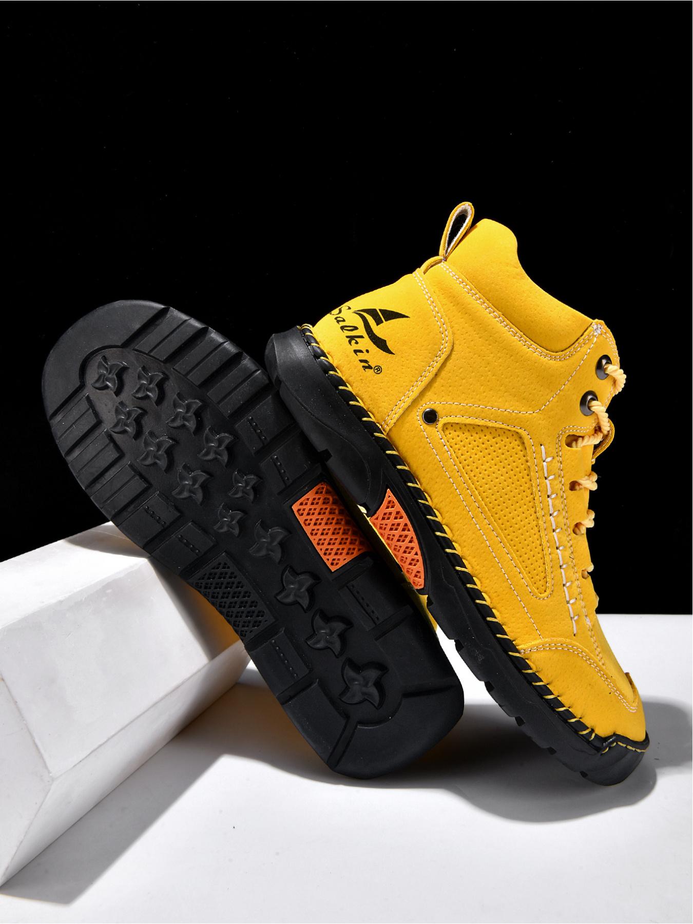 Vintage Hand-Stitched Chelsea Work Boots, Soft Bottom Anti-Slip Casual Hiking Shoes, Synthetic Leather, Medium Width, All Seasons