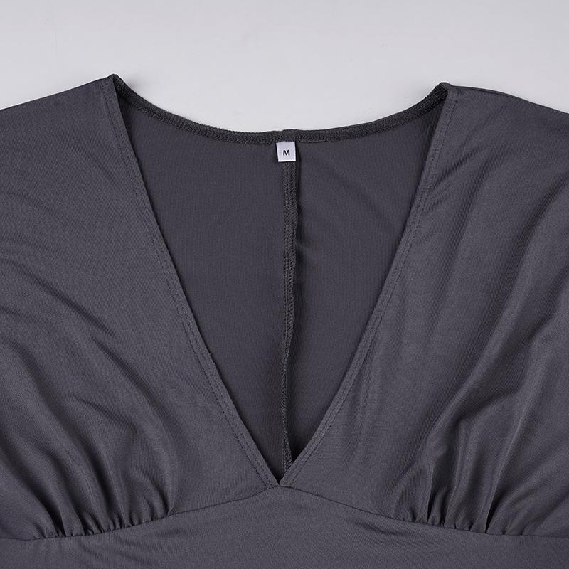 Women's V Neck Ruched Batwing Sleeve Fall Winter Y2k Casual Basic Tee, Lady Comfortable Long Sleeve Top Casual Boho Sleeve