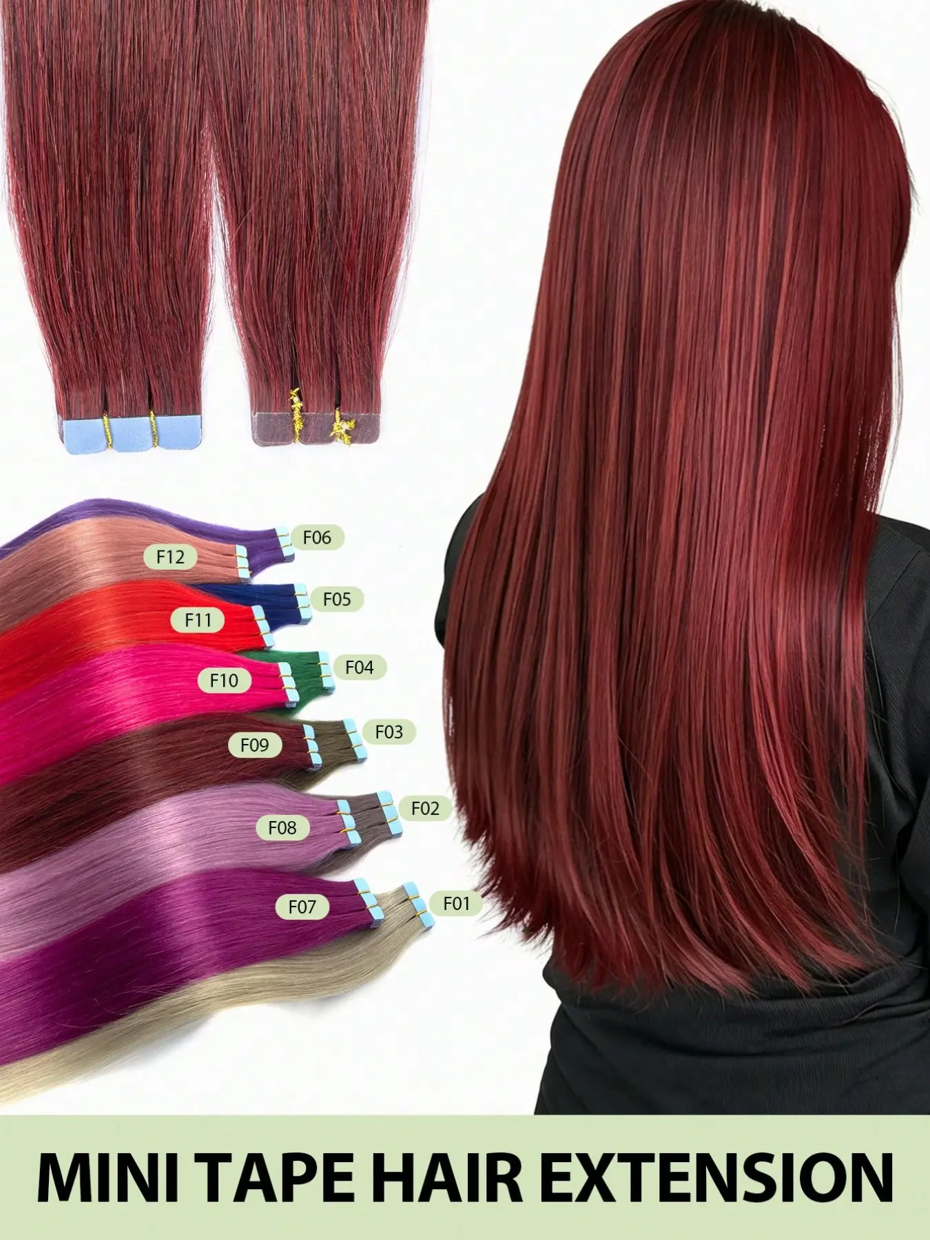Mini Tape In Hair Extensions Pure Human Hair 10 Pcs, 12-22 Inch Double Sided Invisible Seamless Tape-Ins, Natural Straight Glueless Real Hair, Wear and Go Hair Accessories for Women, Bride Party School Holiday Gifts
