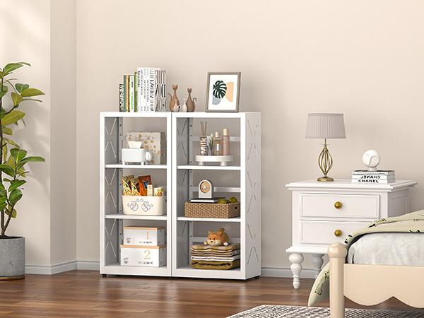 【 DealsforYouDays 】Multifunctional Home Organizer Rack 16" Width 3-Tier Adjustable Metal Bookshelf Display Shelving for Collectibles Plants Bedroom Office Storage