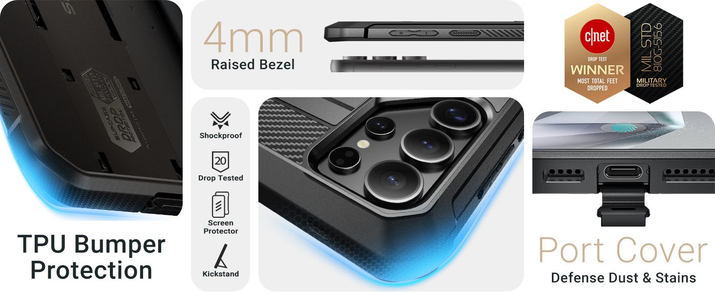 SUPCASE Case for Samsung Galaxy S25 Ultra/S25 Plus/S25/S24 Ultra/S24 Plus/S24/S22 Ultra with Stand, 360 Full-Body Belt-Clip & Screen Protector