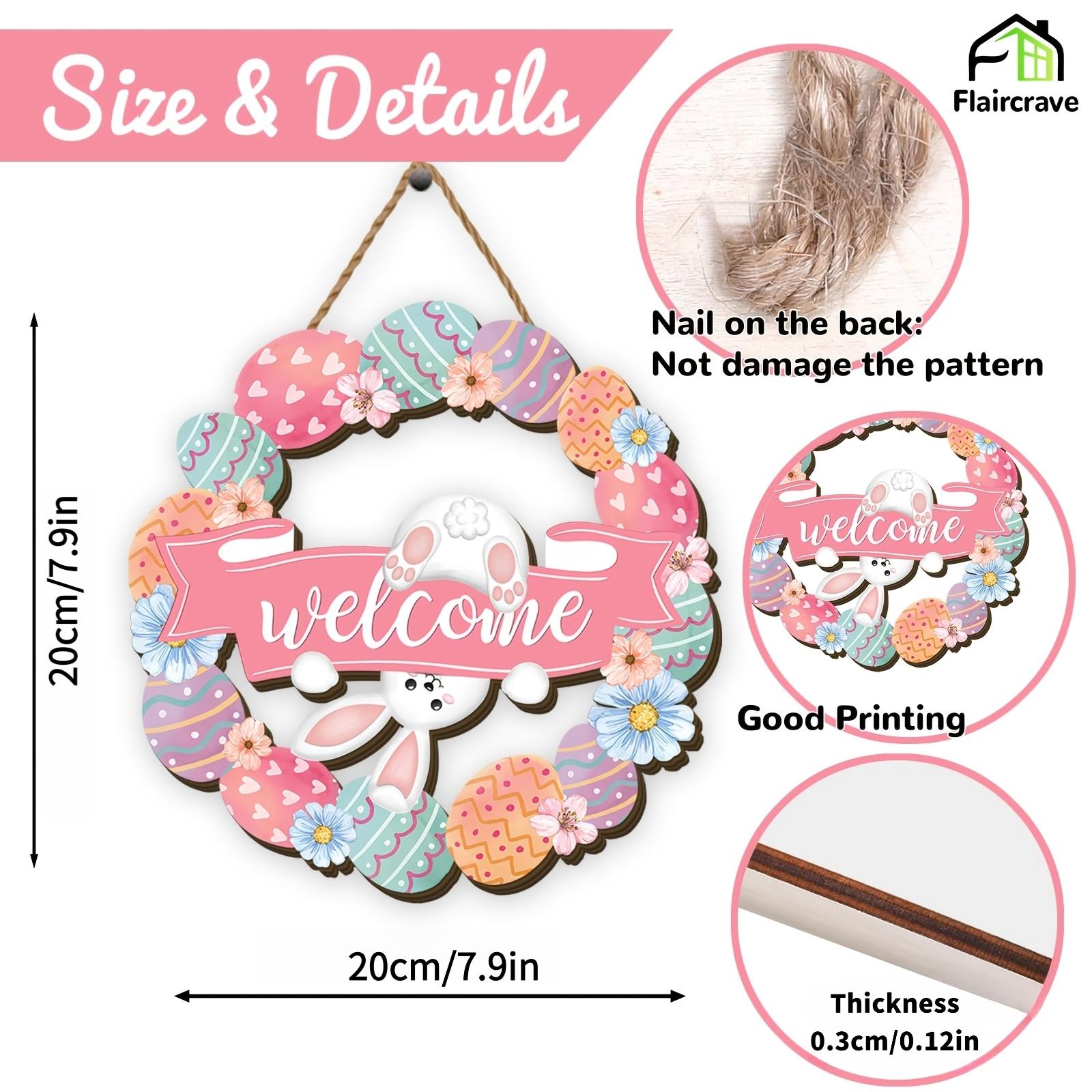 2D Flat Design — 1-Piece Easter Wooden Wreath, Easter Egg Garland, Easter Party Decoration, Easter Bunny Accent, Outdoor Yard Decor — The Perfect Easter Gift. Suitable for various festive occasions.