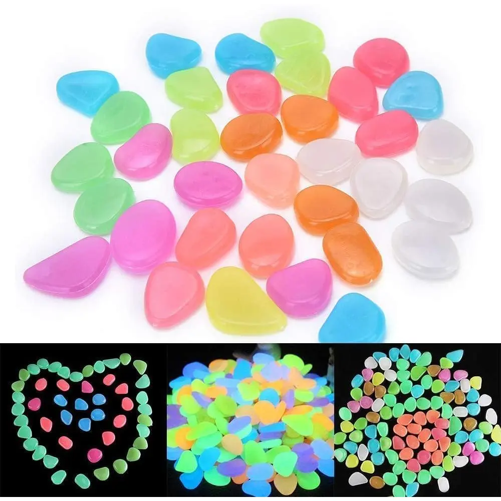 1000Pcs Glow in The Dark Pebbles/Glow Stones/Glowing Rocks Blue Decor for Garden/Fish Tank/Aquarium/Walkway/Driveway/Plant Pots