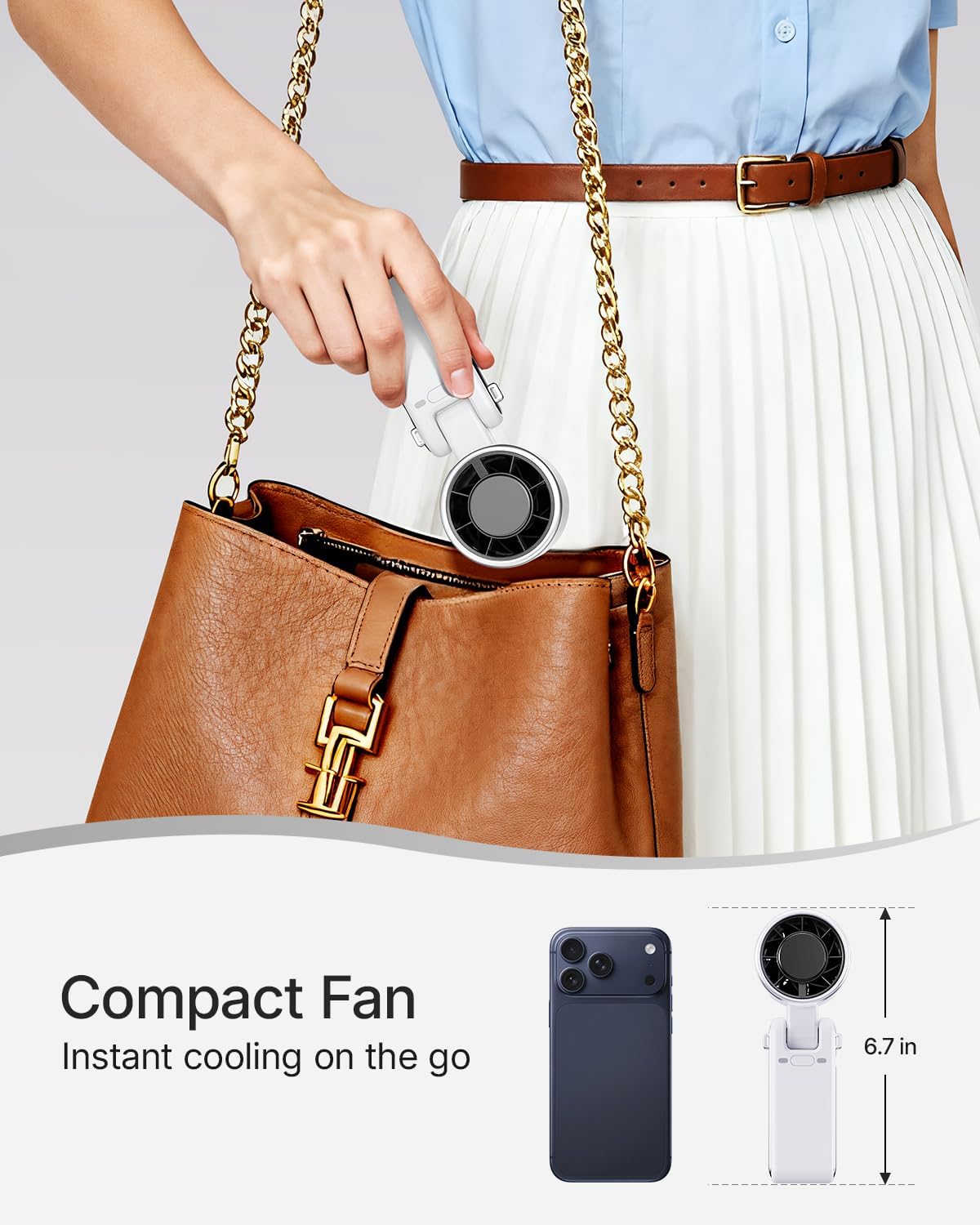 2-in-1 Foldable Lash Fan & Summer Cooling Turbo Fan, DIY Gem Stickers Included, Portable for Makeup, Outdoors & Mealtime Hiking & Outdoor Adventures