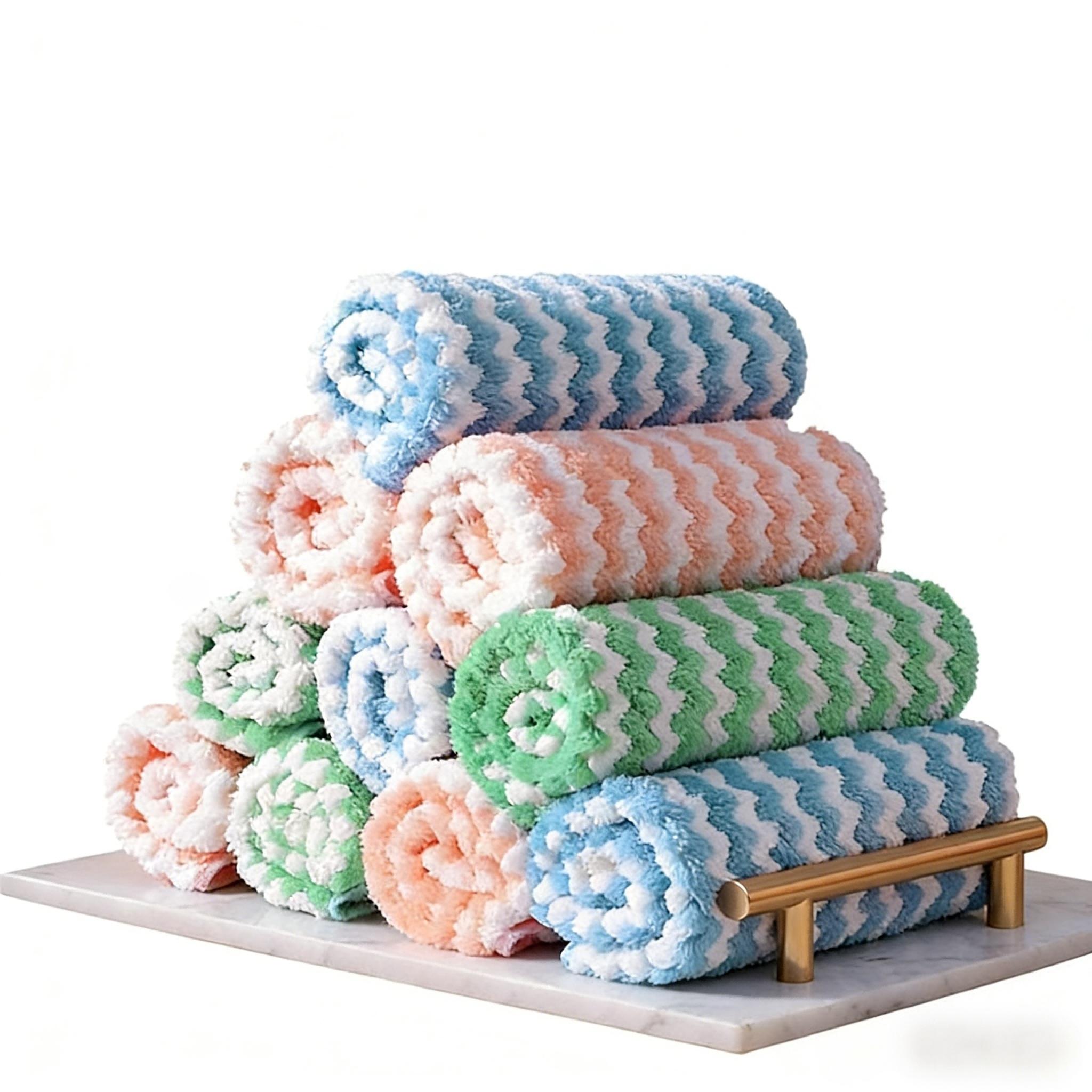 10 Counts Microfiber Cleaning Cloth, Super Soft Absorbent Dish Towels Rags Cloths for Washing Dishes and Kitchen Drying, Random Colors