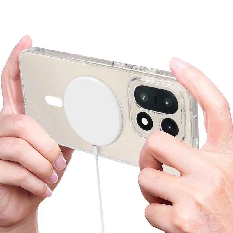 For OnePlus 15 Case ELVEV Magnetic Anti-fingerprint Hard PC TPU Transparent Phone Cover