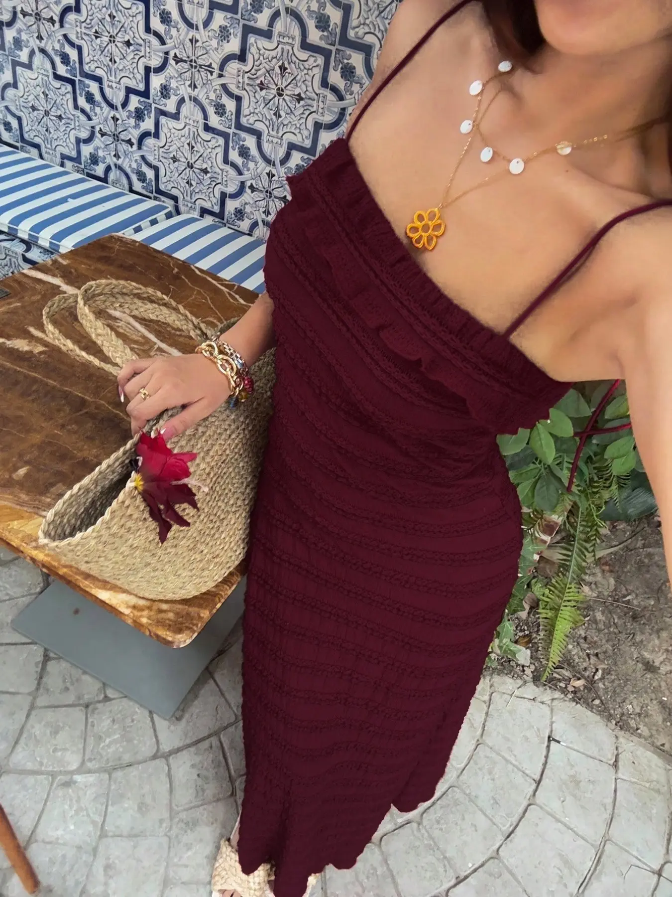 Women's Multi-Layer Pleated Dress with Thin Straps, Elegant Italian Style, Sweet Layered Design, Plain Surface, Batch Number 20260729
