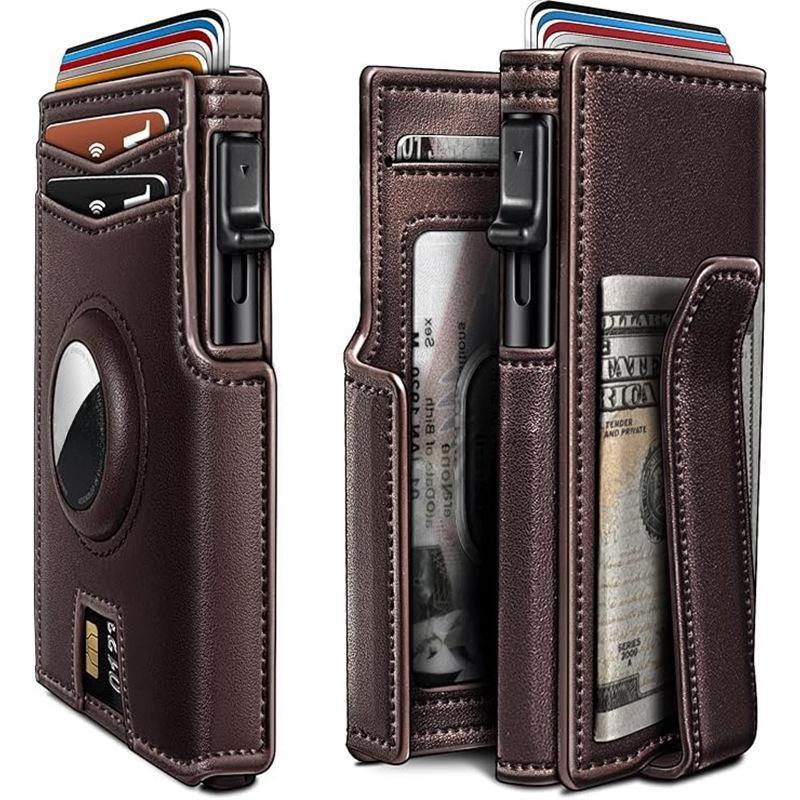 New Airtag Wallet For Men Gigt, Minimalist Money Clip 10 Cards Metal Case Smart Slim Pop Up Wallet With Magnetic Closure RFID Blocking Aluminum Credit Card Holder Bifold Wallet With Gift Box