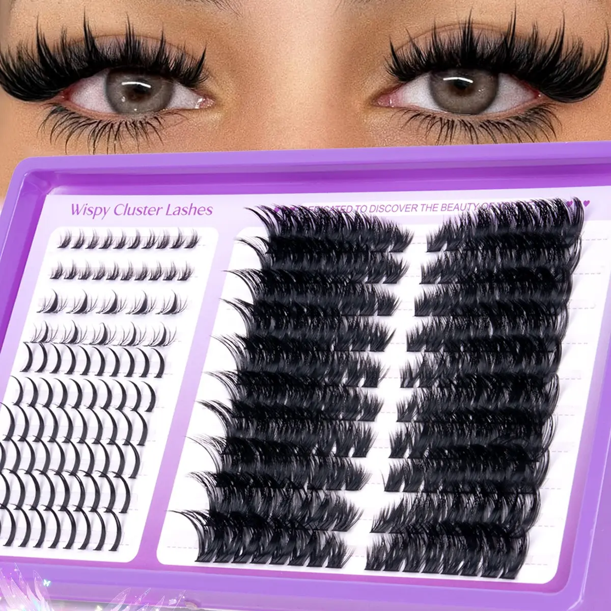 DIY Lash Clusters, 4 Styles Thick/ /Manga/Spikes Lash , Waterproof Long Wear, Soft Lightweight Curled Eyelashes, Long-LastingGlam for Beginners, Easily DIY Long-Lasting Salon Charmat Home