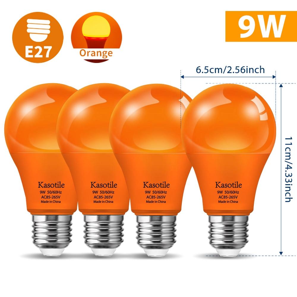 9W E26/E27 Colorful Light Bulbs 1/4 Pack, Red Blue Green Purple Orange Pink Festival Lights, Non-Dimmable Holiday Lighting for Halloween Christmas Party Decor