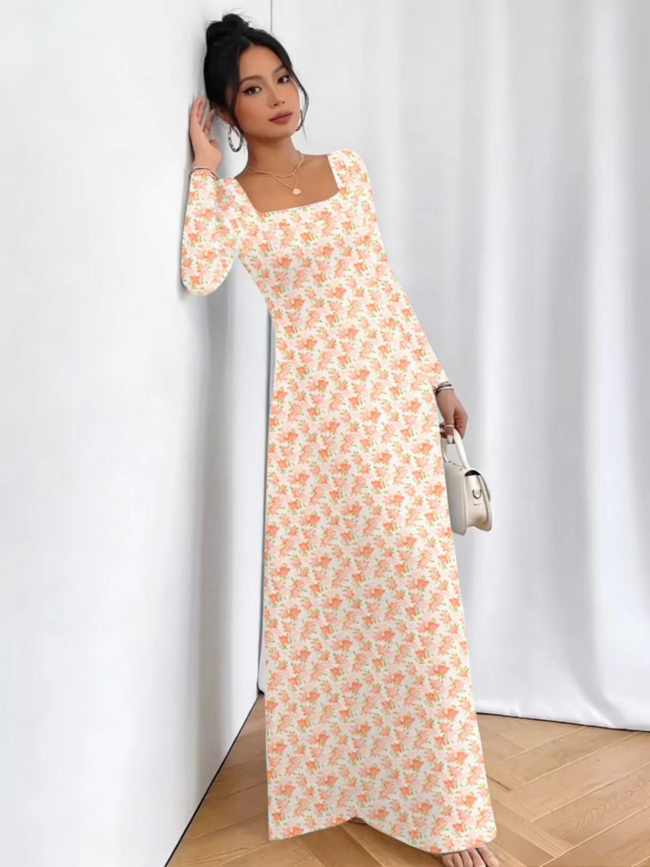 2026 Spring New Sweet Style Floral Lace Patchwork Long Dress, Elegant A-Line Midi Dress for Women, Perfect for Casual & Party Wear