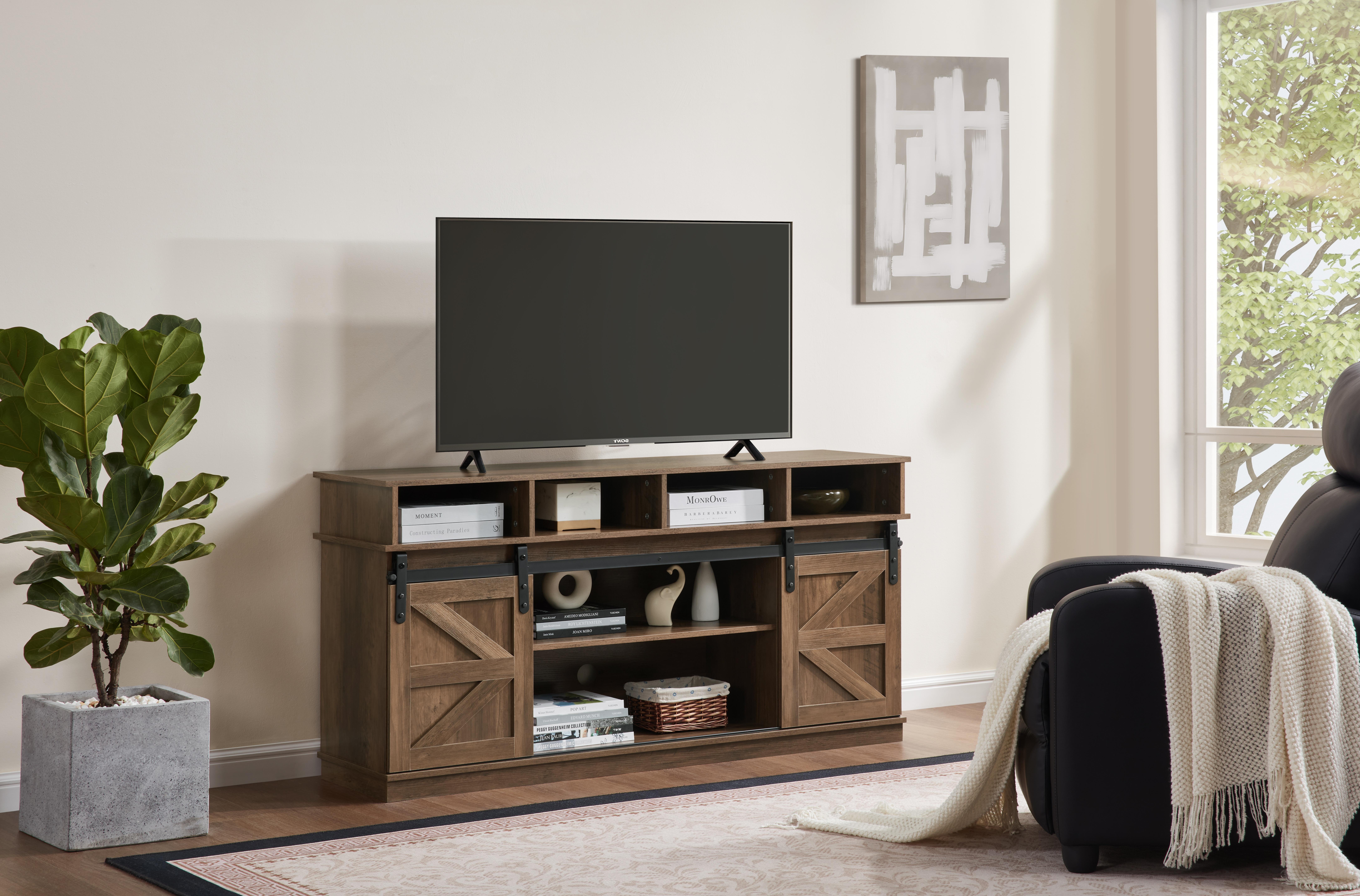 【TikTokShopBlackFriday】【Clearance】58" Farmhouse TV Stand and Entertainment Center for 65 Inch TVs, Rustic Media Console with Sliding Barn Doors, Storage Cabinets and Cable Management for Living Room Bedroom