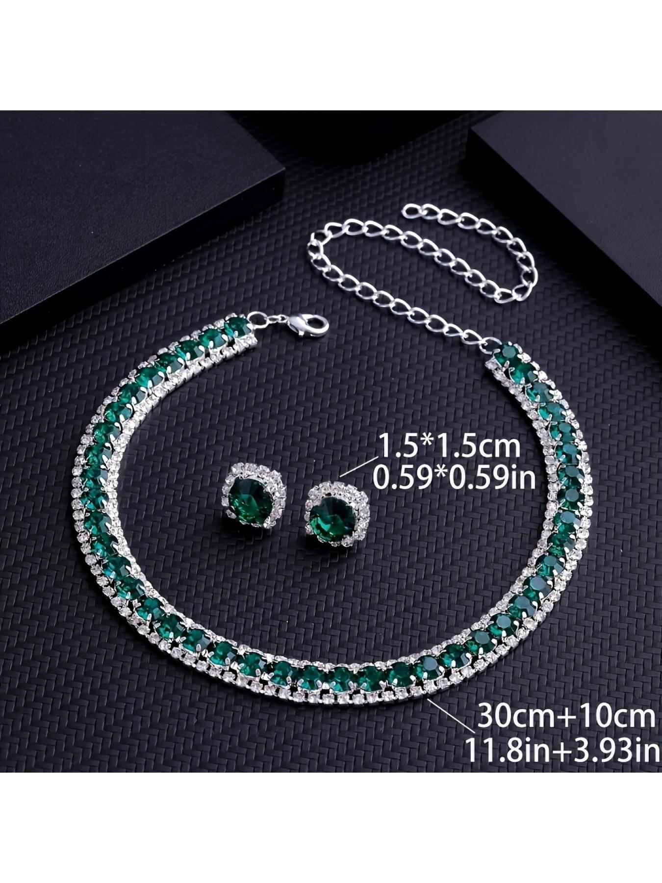 European and American Style Geometric Cubic Zircon Drop Necklace Women's Personalized Versatile Clavicle Chain Fashion Jewelry